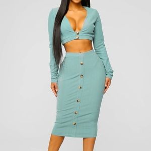 Taking It Easy Ribbed Set- Sage